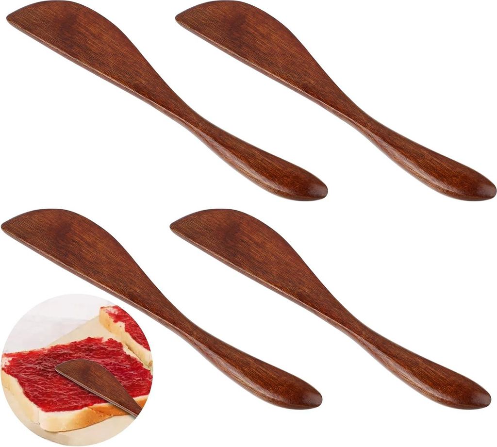Holzbutterstreuer - ergonomisches Design - Set von 4 - 15 cm