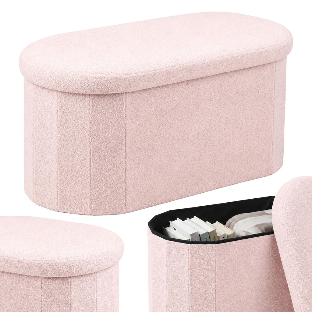 Panca Relaxdays, rivestita in tessuto tipo "teddy", con Immagine del prodotto 