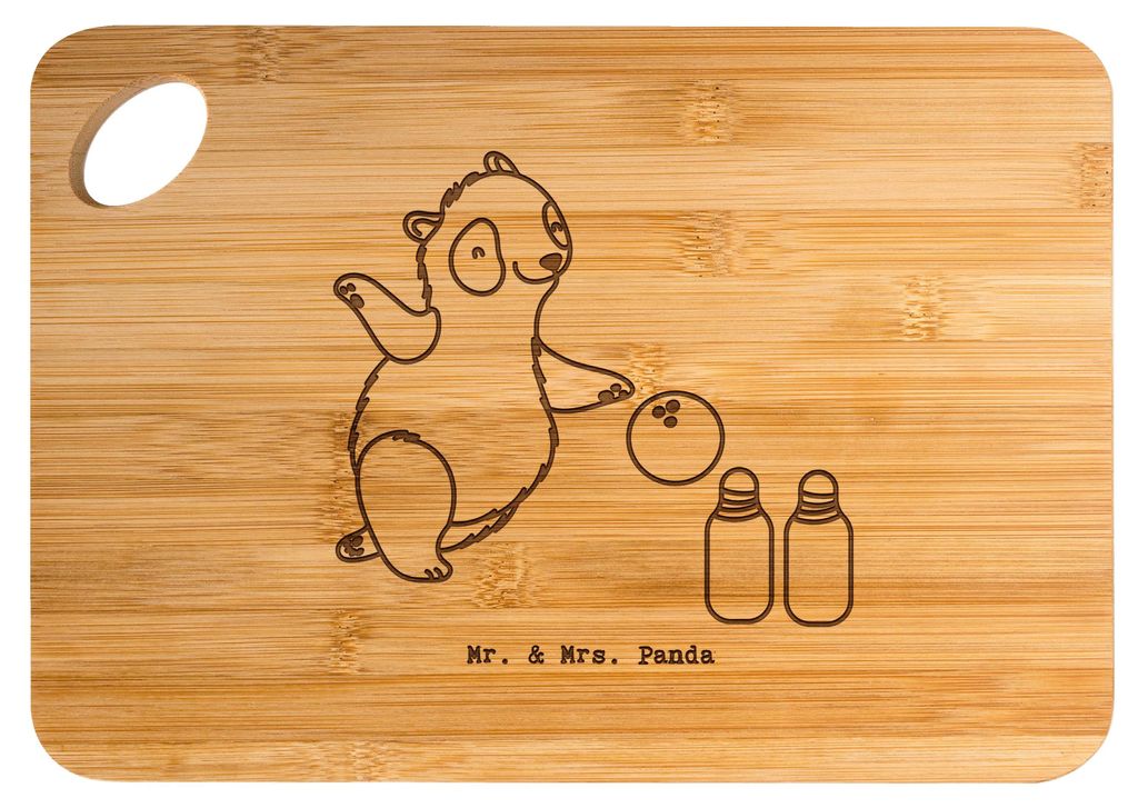 Mr. & Mrs. Panda Schneidebrett Panda Bowling - Transparent - Geschenk, Hackbrett, Holzbrett, holzschneidebrett, Bowlen gehen, Frühstücksbrett, Ce...