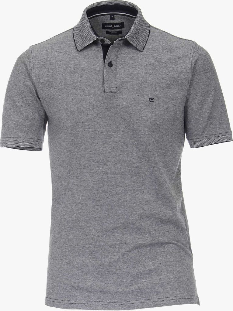 CASAMODA Herren Poloshirt Kurzarm Regular Stretch Piqué Blau M