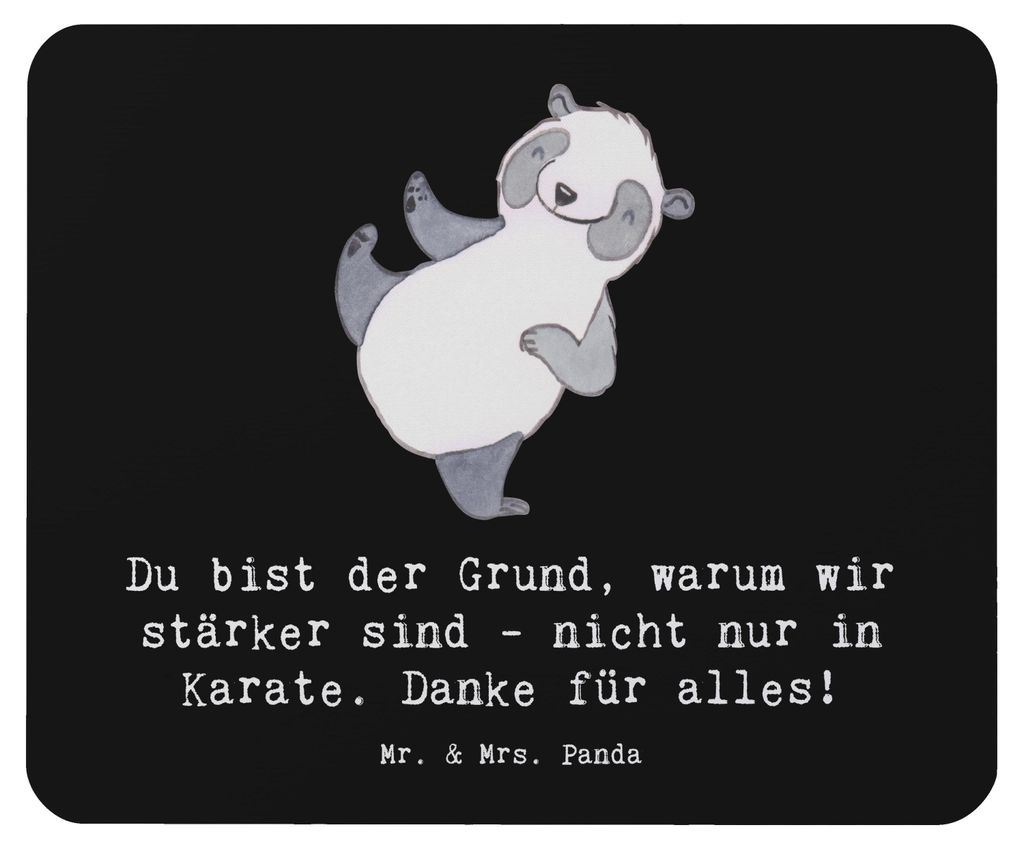 Mr. & Mrs. Panda Mauspad Karate Trainerin Stärke - Schwarz - Geschenk, Stärker werden, Aschiedsgeschenk, Inspiration, pc mousepad, Dojo, laptop, ...