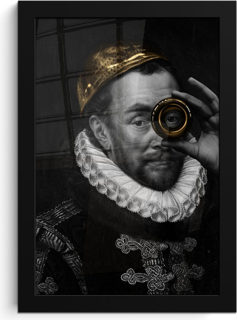 MuchoWow MuchoWow Gerahmtes Poster Wilhelm von Oranien - Adriaen Thomasz - Gold - Linse 20x30 cm - Poster mit zchwarzem Bilderrahmen - Drucken ...