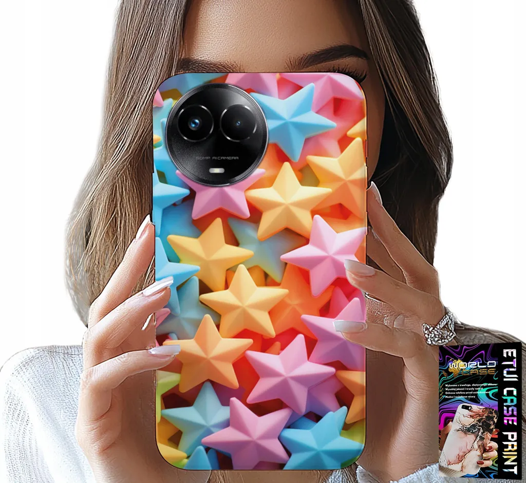 Custodia per Realme C67 4G - Stelle colorate Custodia a forma di stella + Pellicola protettiva