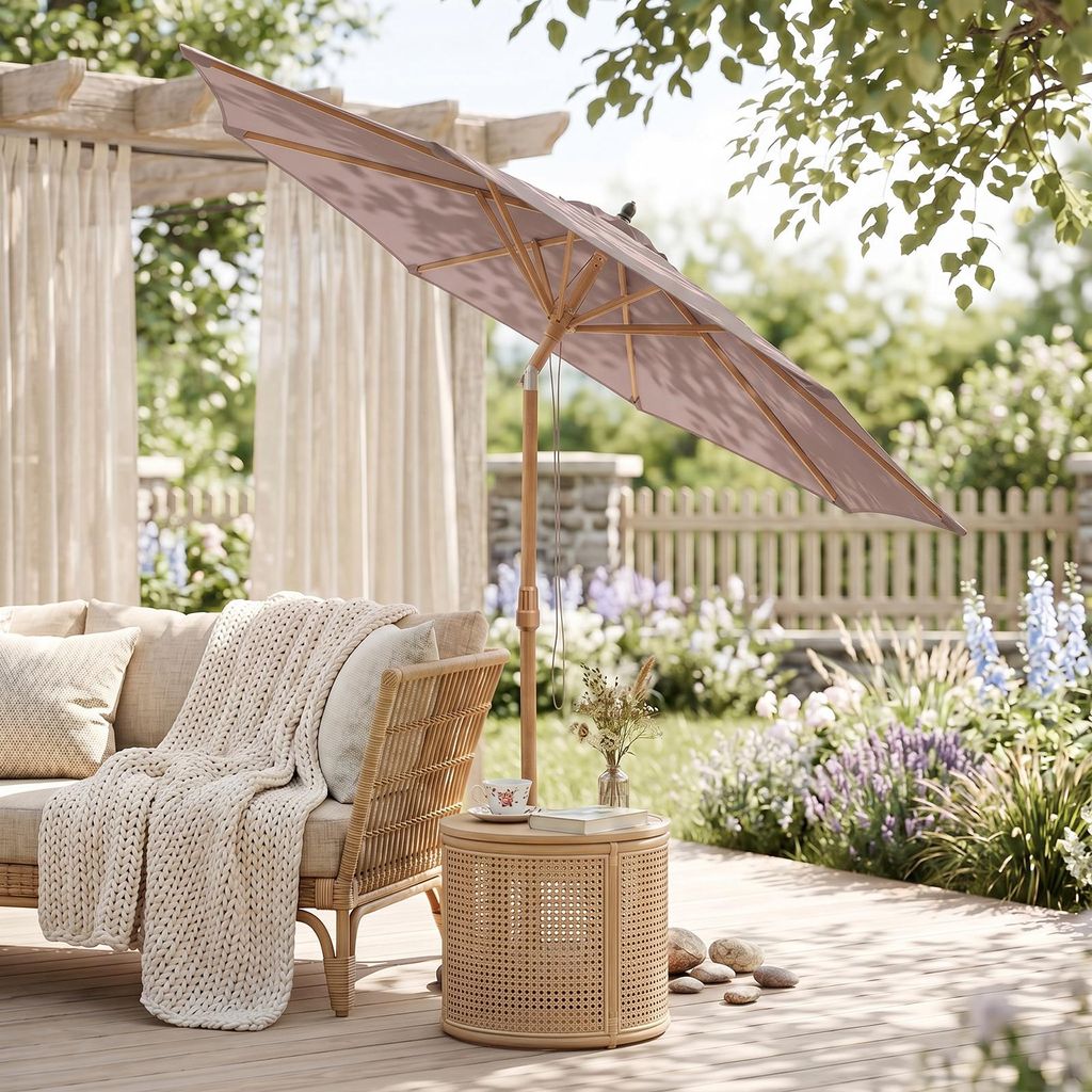 Sekey  Sonnenschirm Ø300cm Holzoptik Gartenschirm Produktbild 