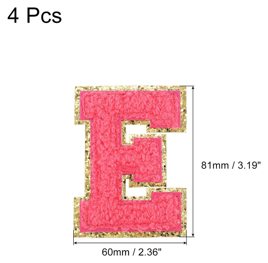 4Stš¹ck Aufbš¹gler Buchstaben Patches Rosenrot E Alphabet Dekorativ Reparatur Bestickte Aufn?her Chenille Alphabet Patches zum Aufbš¹geln fš...