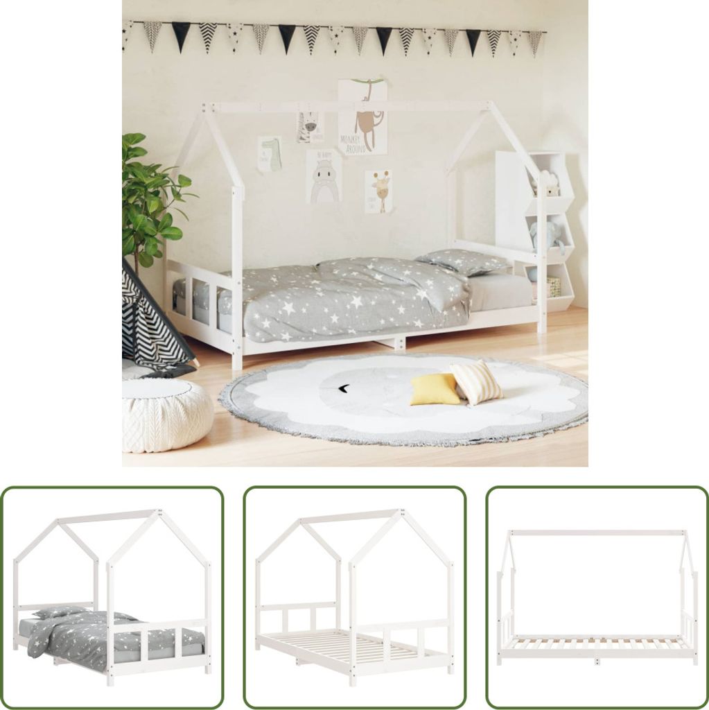 The Living Store Kinderbett Weiß 90x190 cm Massivholz Produktbild 