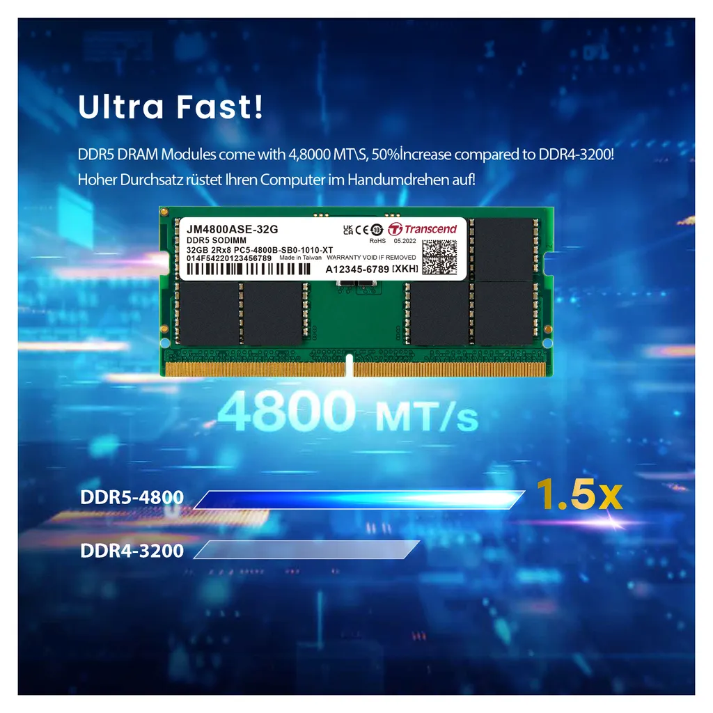 Extension RAM 32 Go DDR5 Transcend JetMemory pour Multitâche Intensif - 9