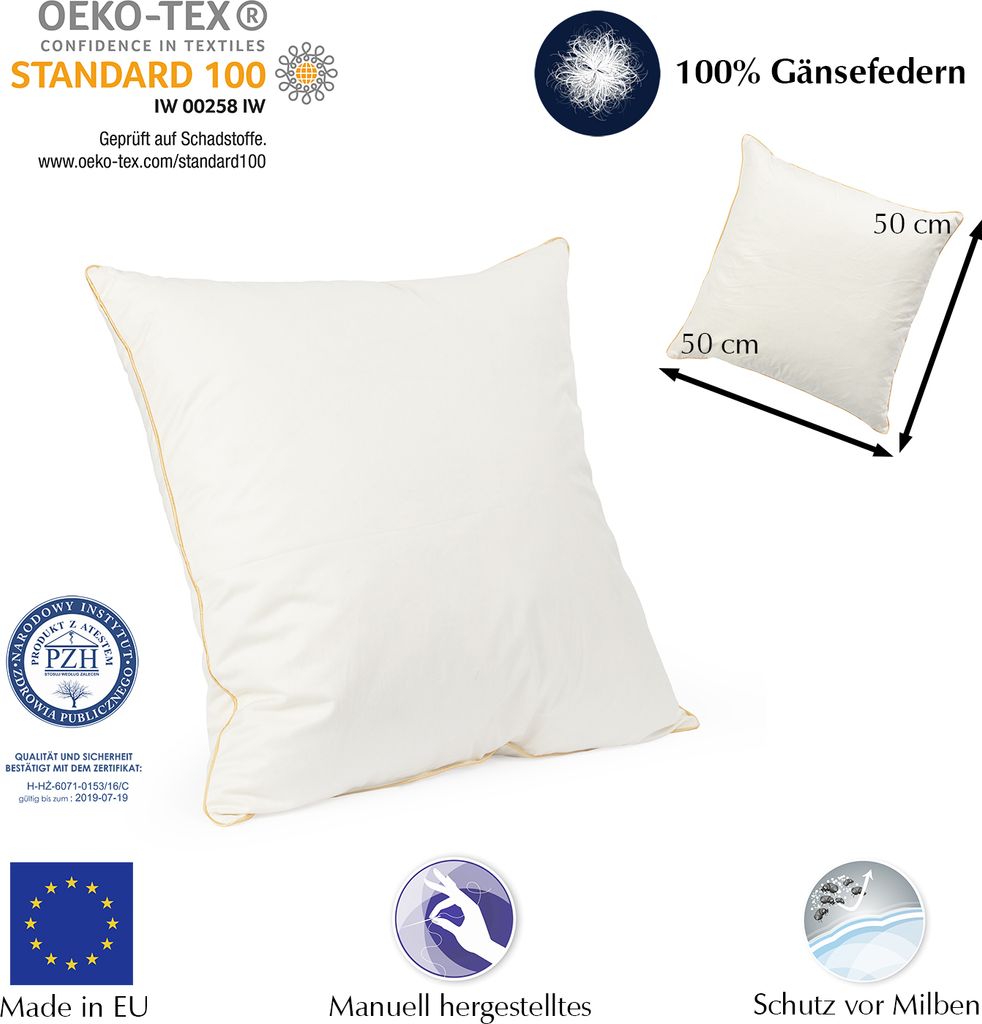 Set di 2 cuscini in piuma 50x50 cm | imbottitura del Immagine del prodotto 