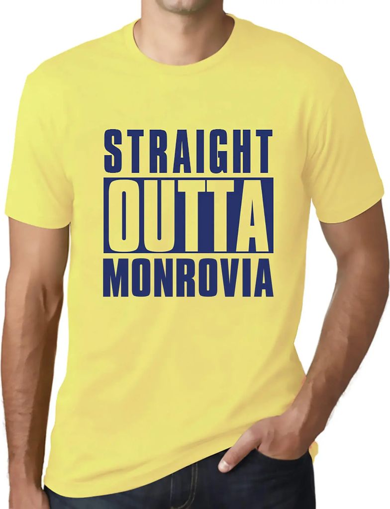 Herren Grafik T-Shirt Direkt aus Monrovia – Straight Outta Monrovia – Öko-Verantwortlich Vintage Jahrgang Kurzarm Lustige Druck Geburtstag Ges...