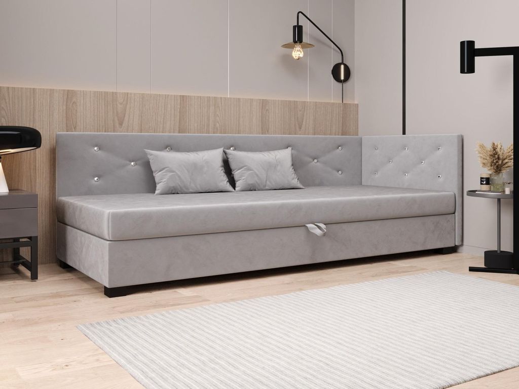 Polsterbett 110x195 MILEKA PLUS 1 - hellgrau