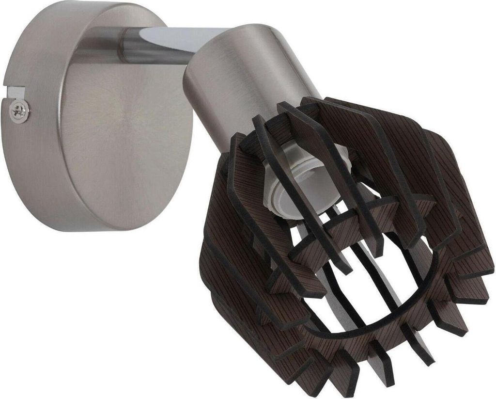 B-Kartonage Wandleuchte Briloner Nature Wandlampe 1-flammig Spot Schwenkbar Strahler Matt-Nickel Dunkelbraun
