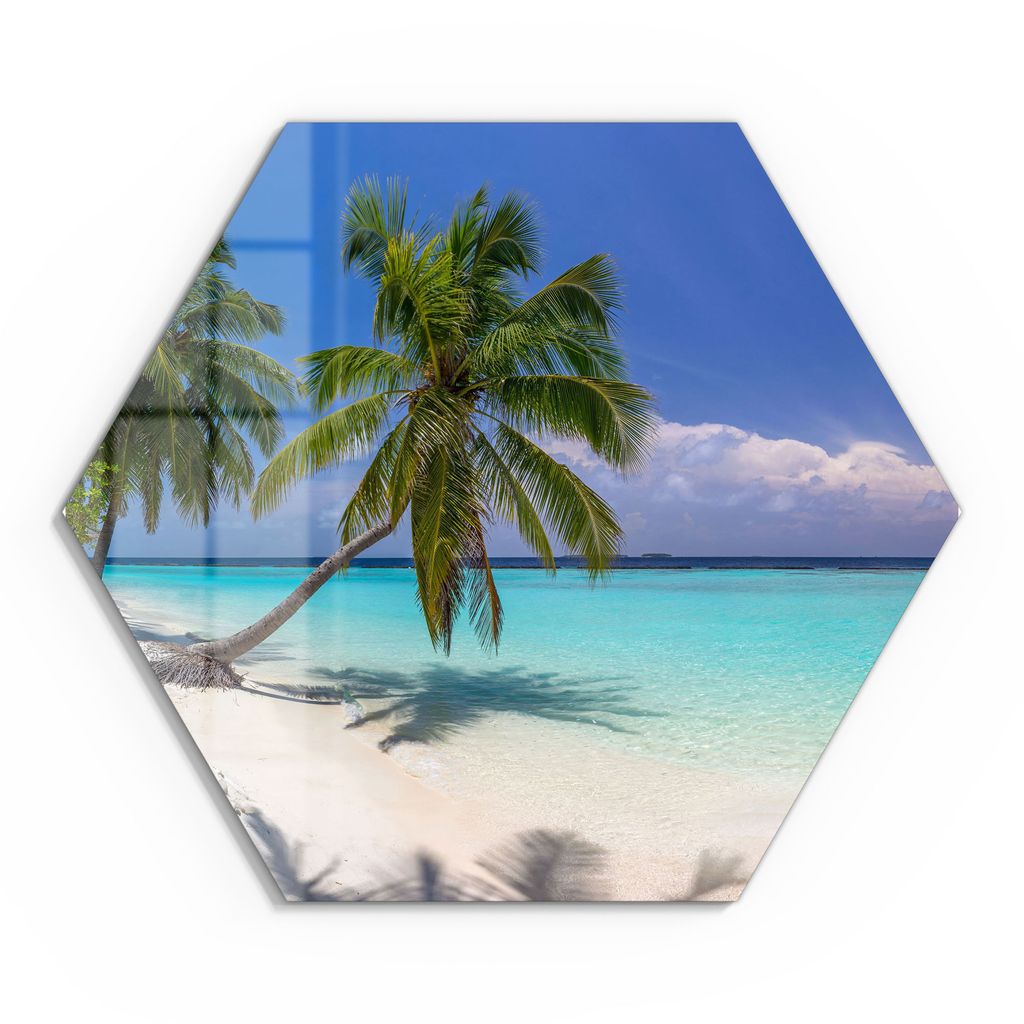 DEQORI Glasbild Echtglas 40x35 cm 'Paradiesischer Strand' Wandbild Bild modern Deko