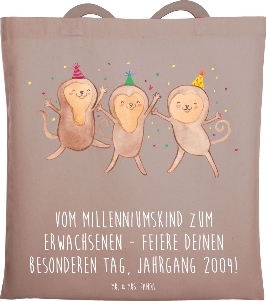 Mr. & Mrs. Panda Jutebeutel 2004 Geburtstag - Braun Pastell - Geschenk, Shopping Tasche, Jahrgangsgeschenk, Erwachsener, Happy Birthday, Geburtsjah...