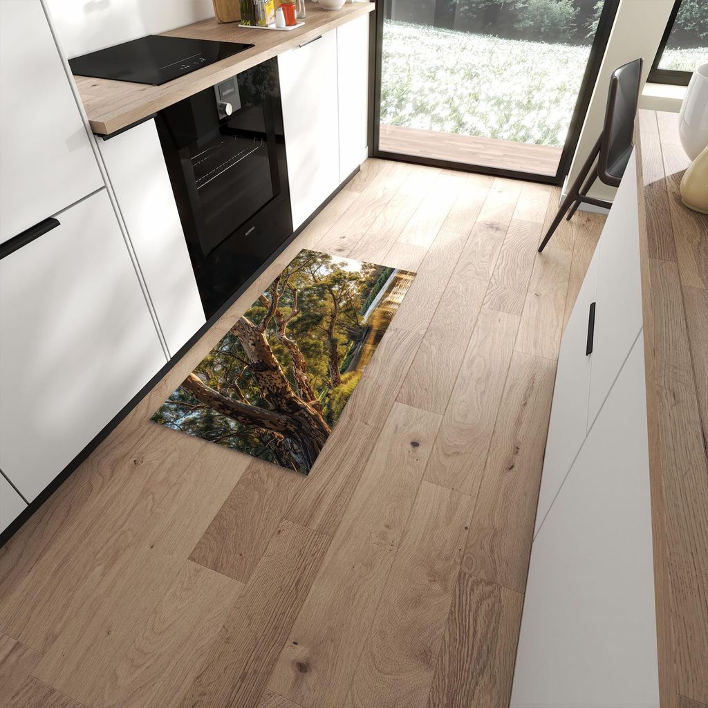 Küchenteppich 60x120cm rutschfest & abwischbar PVC Läufer - Baum am Flussufer
