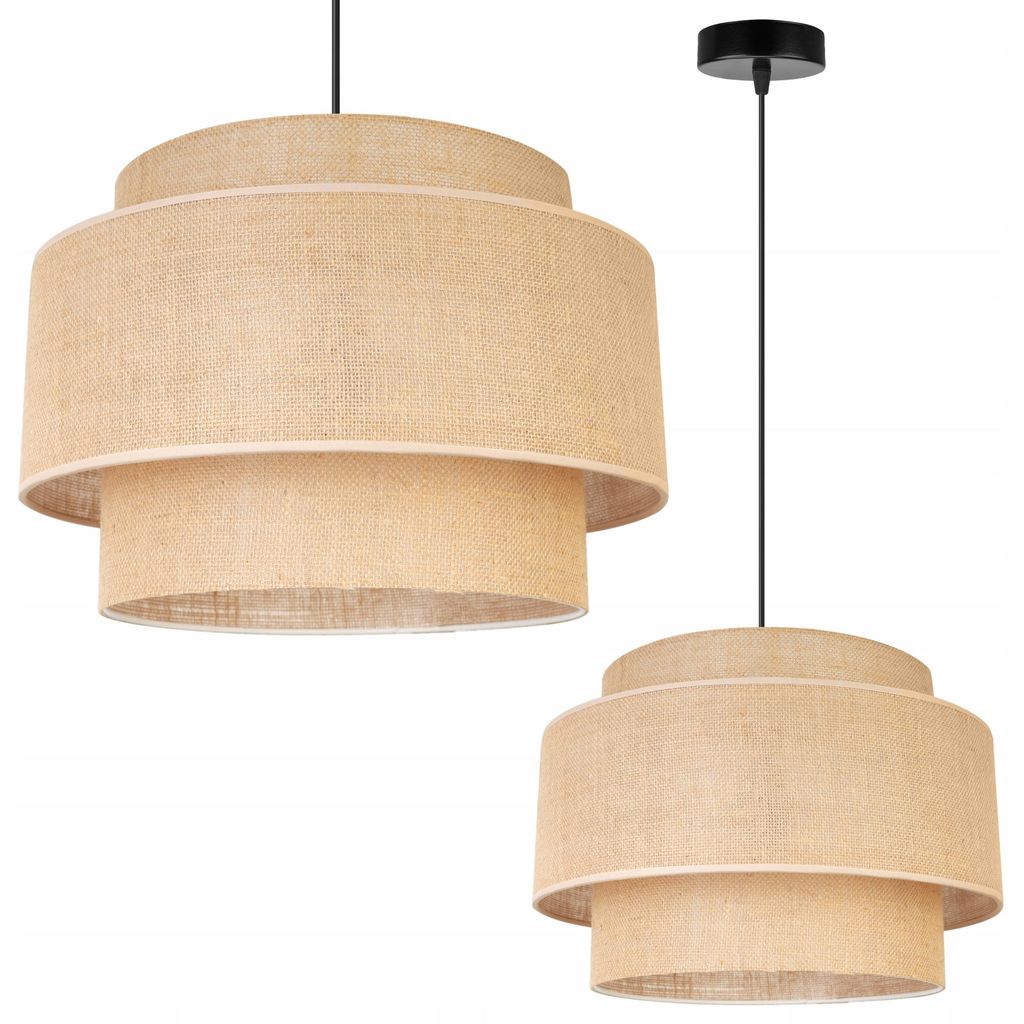 Boho Pendelleuchte mit Jute Lampenschirm – Hängelampe im Naturstil