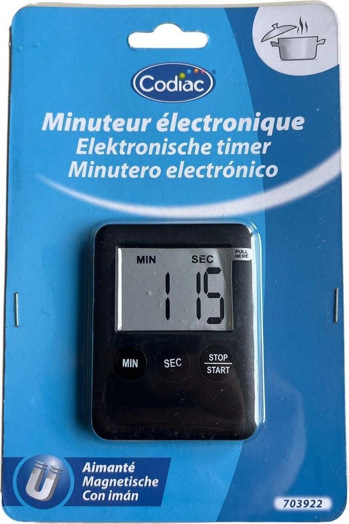 Codiac elektrischer Timer, magnetisch, Kurzzeitmesser digital, Eieruhr, Wecker, Stoppuhr