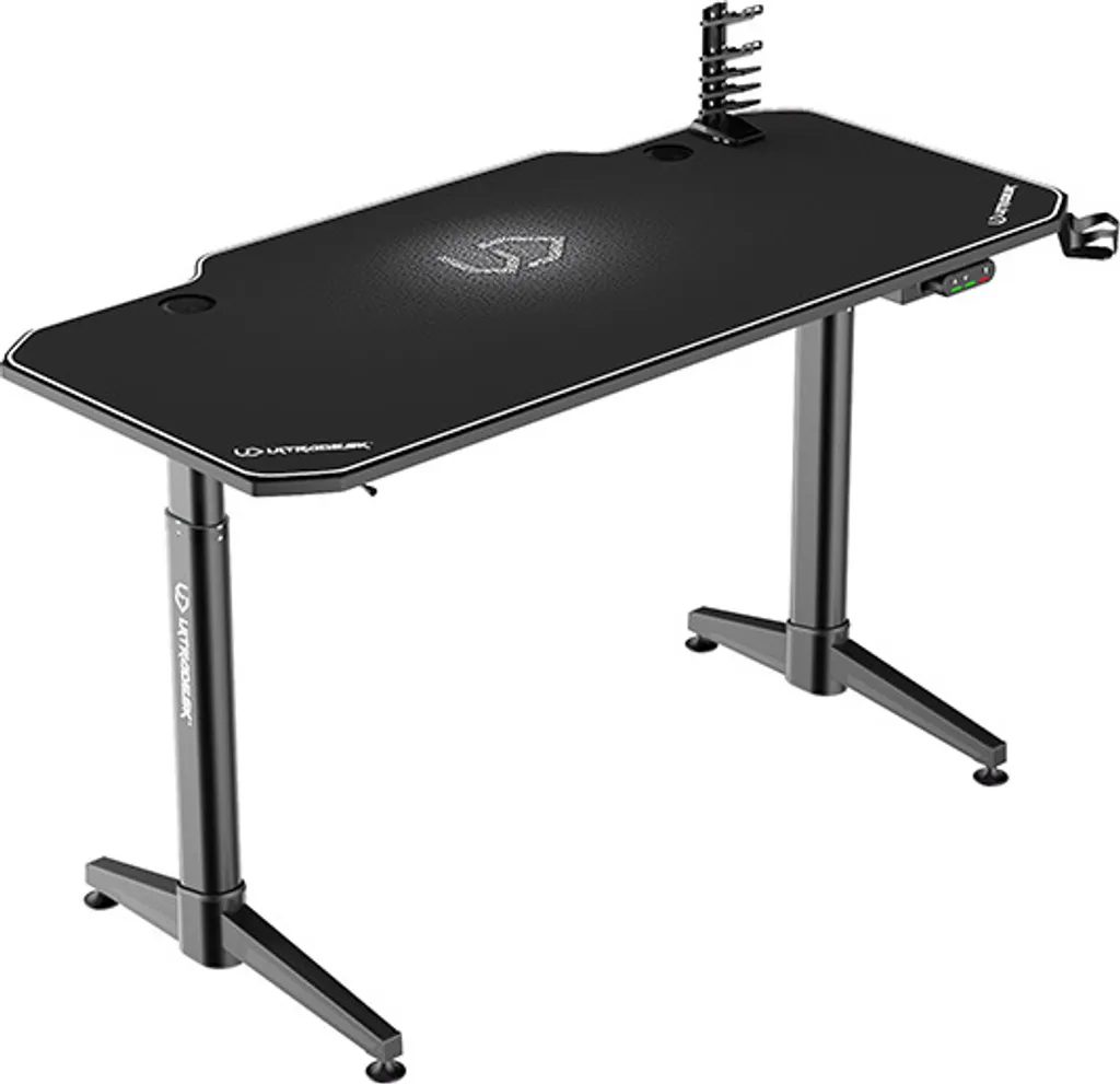 Bureau Gaming Blanc Ajustable Ultradesk LEVEL pour Setup Informatique