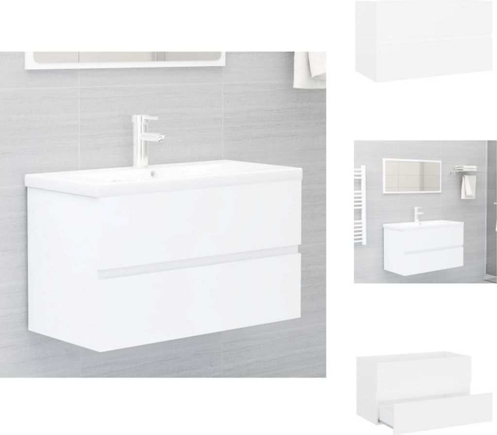 vidaXL Waschbeckenunterschrank Weiß 80x38,5x45 cm Holzwerkstoff - Badezimmermöbel-Sets