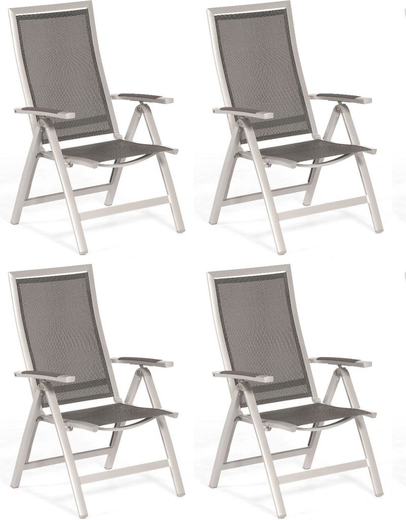 Sonnenpartner 4x Star Klappsessel silber Aluminium/Textilen Klappstuhl 111x84x65cm