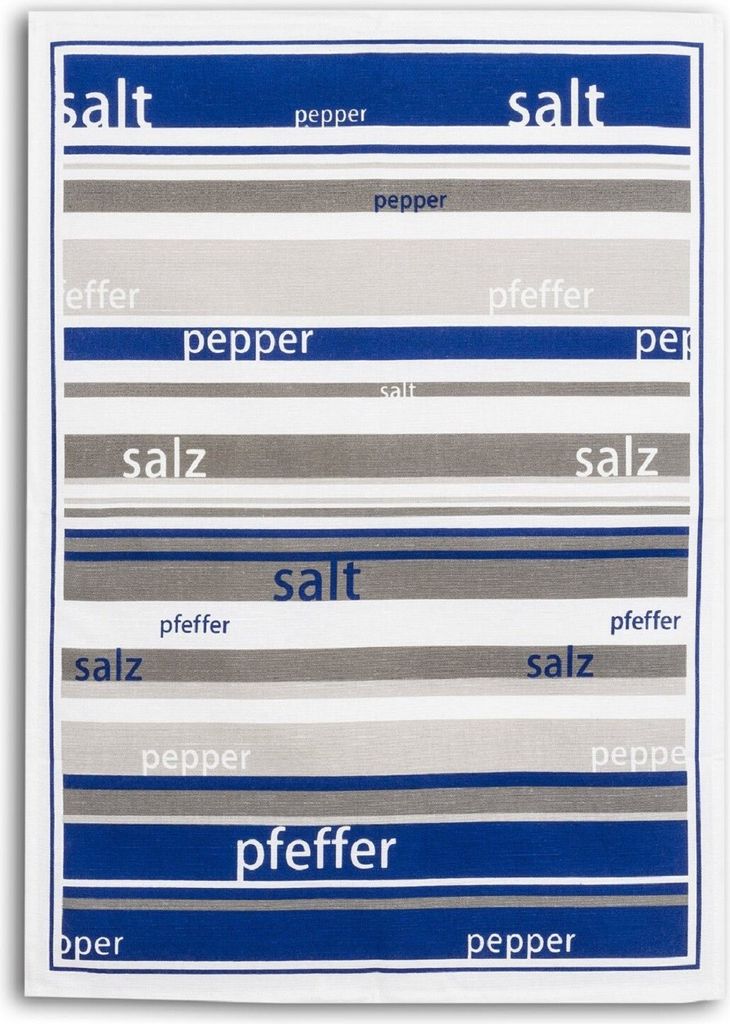 Triolino 2-809 Halbleinen Geschirrtücher Küchentücher Salz und Pfeffer im 3-er Pack Größe 50 x 70 cm, Grösse:50 cm x 70 cm, Farbe:Blau
