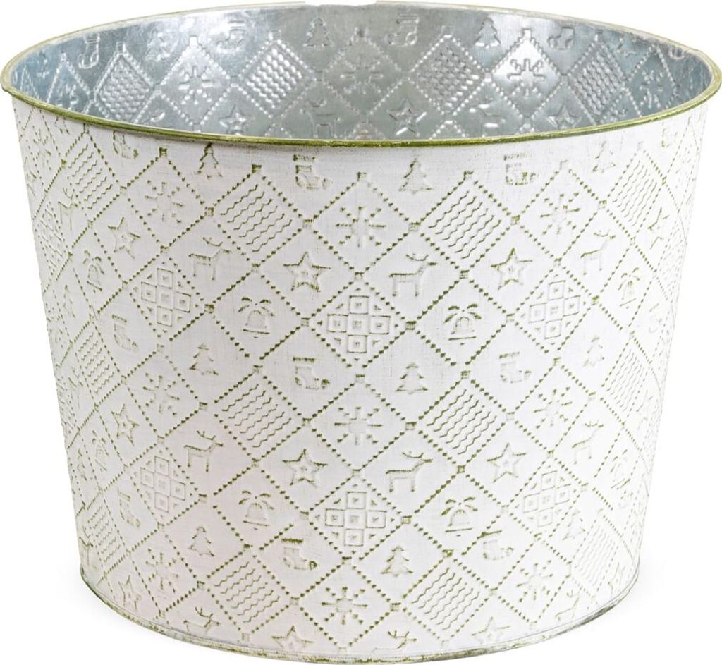 Runder Pflanztopf, in Grün Ø 16x14,5 cm, Blumenschale aus Metall