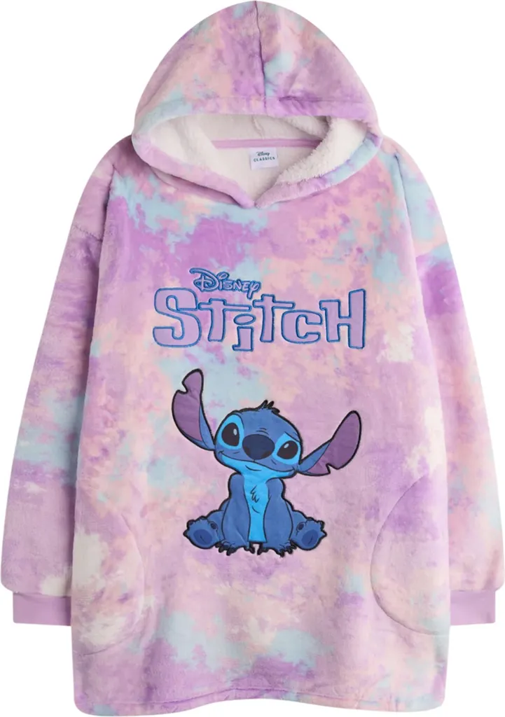 Pull couverture Stitch pour fille en polaire douce - Sweat géant rose