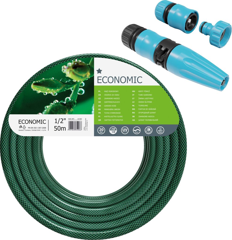 Cellfast Economic 1/2" Gartenschlauch 50m + Rasensprenger Set