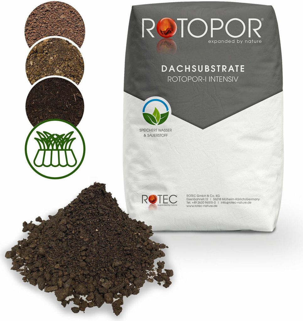 Rotopor I Intensivsubstrat für Dachbegrünung 25l Sack Produktbild 