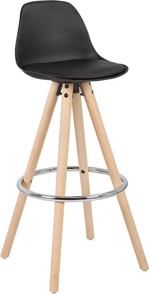 Sgabello Alto Nevlo 75 cm Nero Ecopelle: Design per Cucina e Bar
