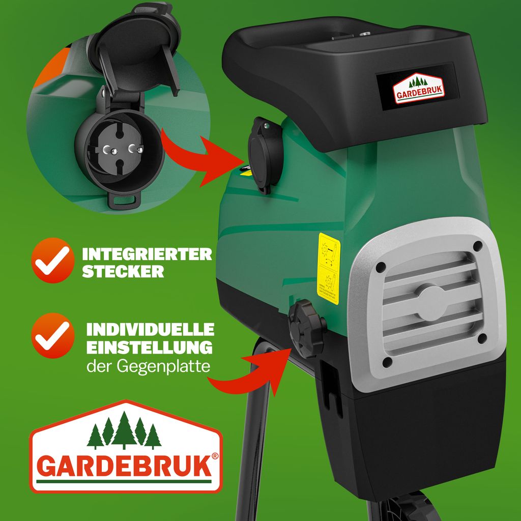 GARDEBRUK® Leisehäcksler 3100 W max. 44 mm Aststärke Produktbild 6