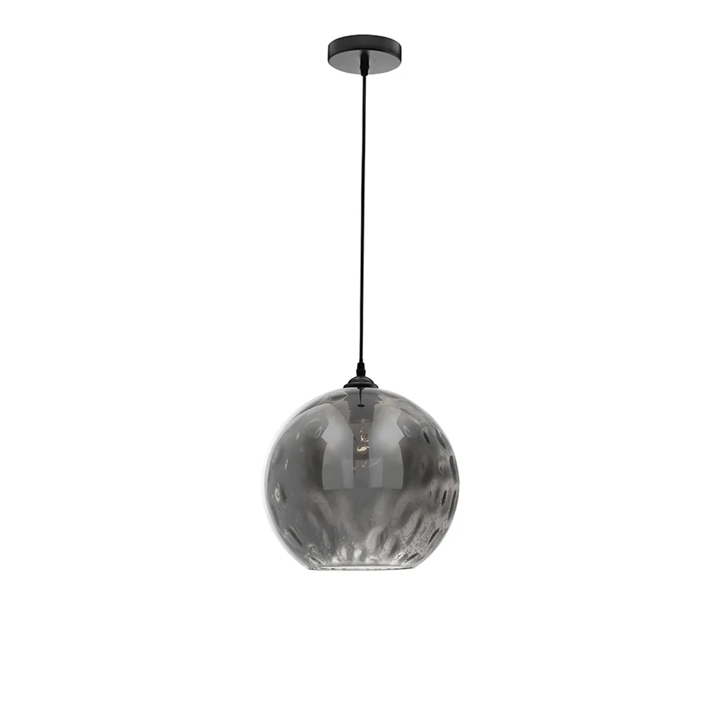 Nova Luce Jerardo: Lampadario a Sospensione Vetro Fumé con Bolle