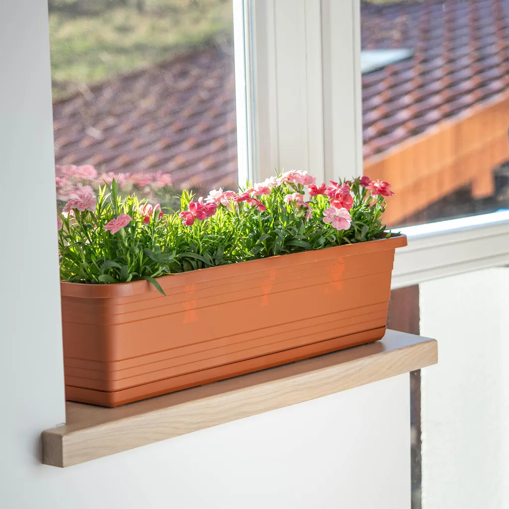 Pot de Fleurs de Balcon 80cm KADAX avec Fixation Robuste Style Pierre - 10