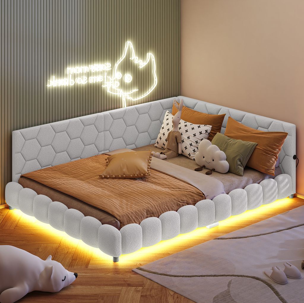 CDGlobal Čalouněná postel 140x200 cm s USB, Rozkládací Obrázek produktu 