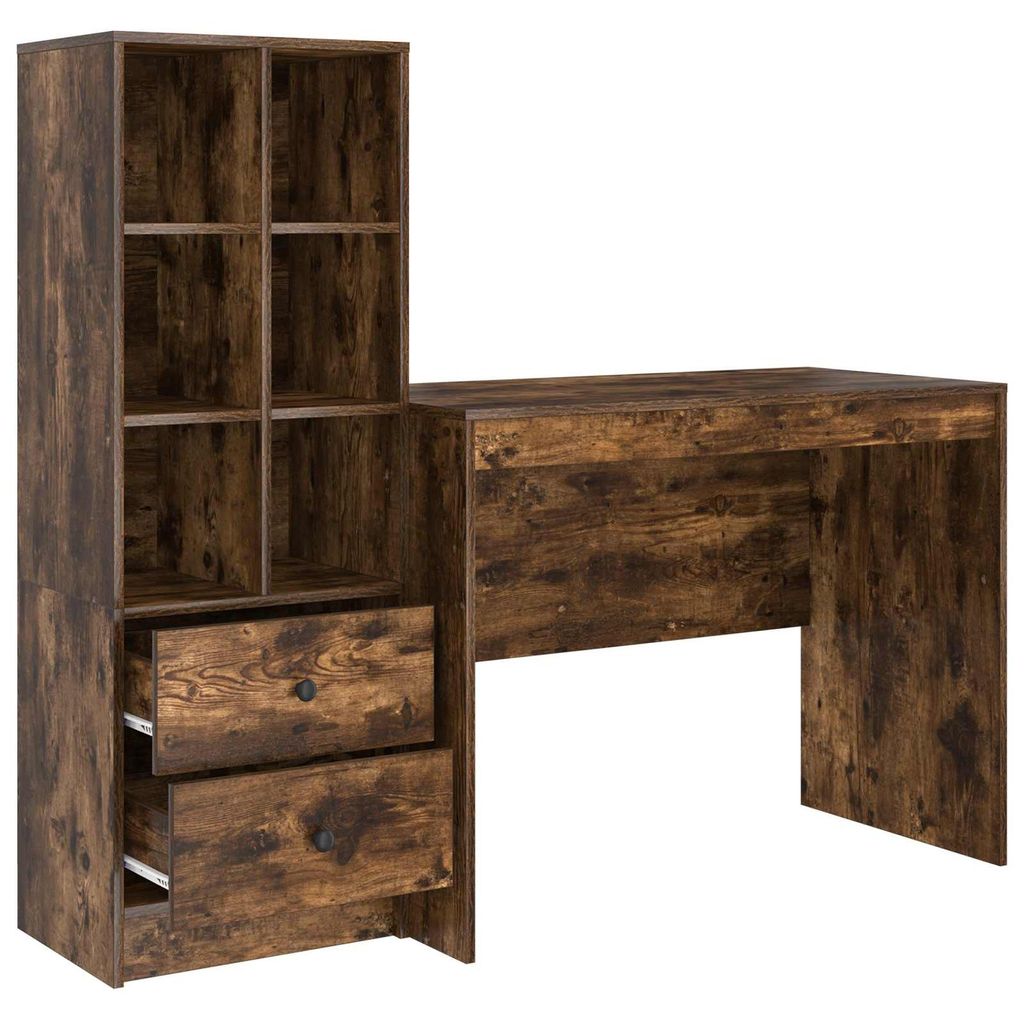 Schreibtisch mit Schubladen 2 pcs Geräucherte Eiche