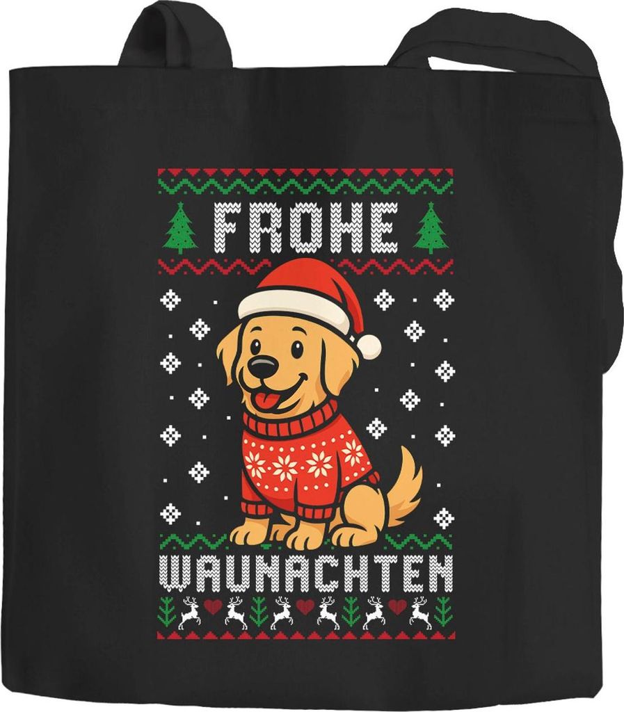 Jutebeutel Ugly Christmas Design Frohe Waunachten Wortwitz Spruch Lustig XMAS Baumwolltasche Stoffbeutel Moonworks