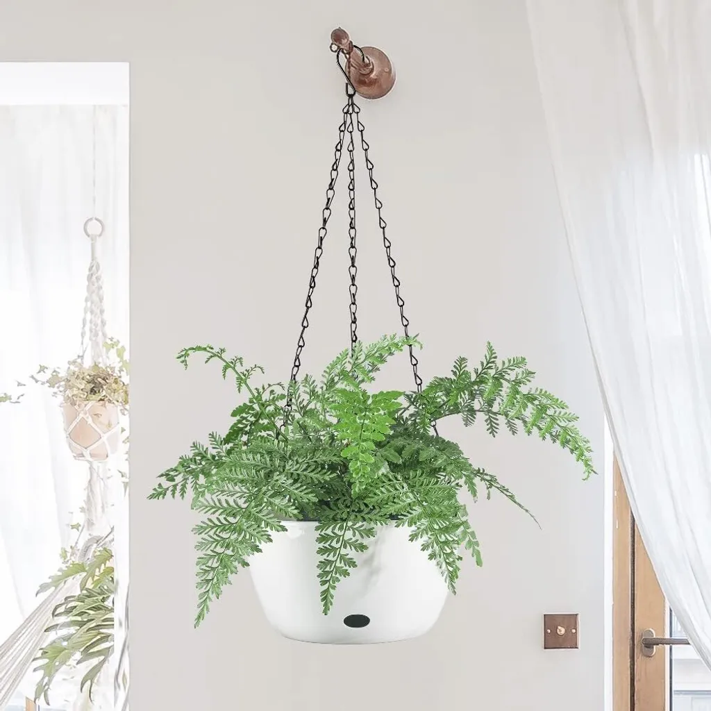 3 Pots de Fleurs Suspendus 20cm Blancs - Auto-irrigation Extérieur