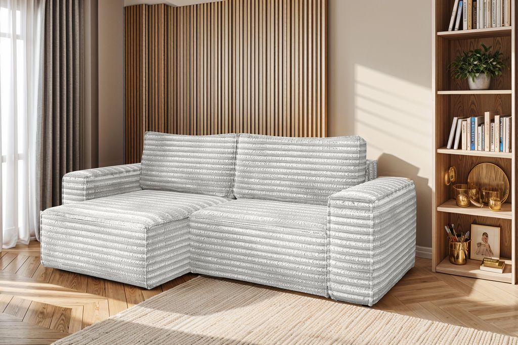 Kaiser Möbel Bohoo Ecksofa L-from Hellgrau Links stoff Velo
