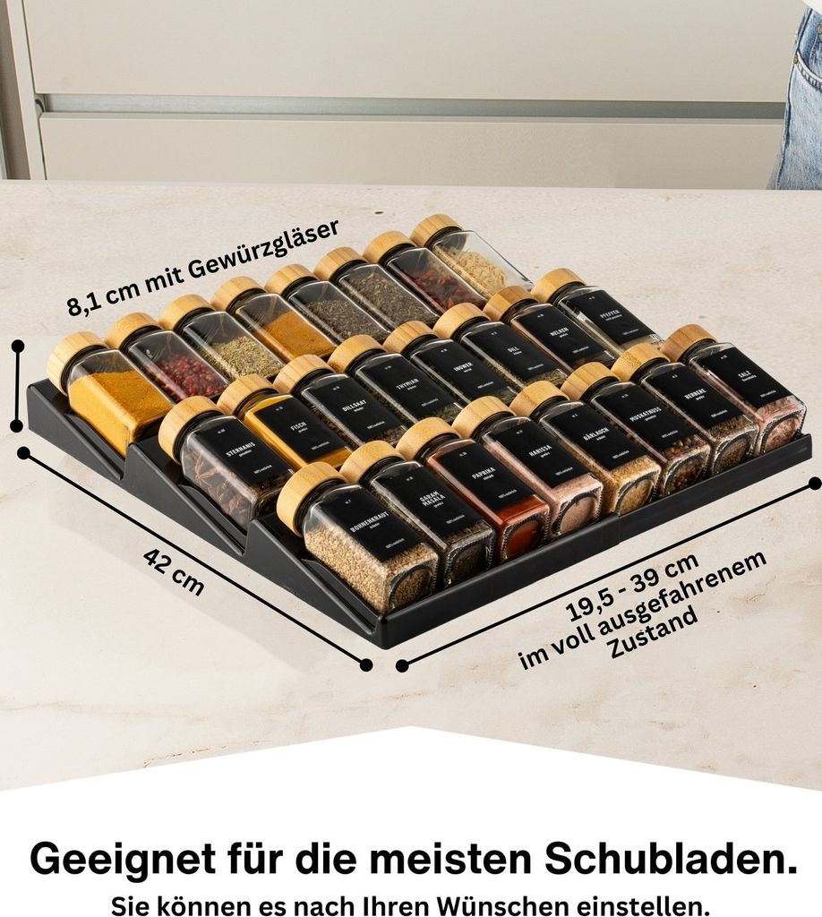 2er Set Verstellbares Gewürzregal für Schublade mit 24 Produktbild 4