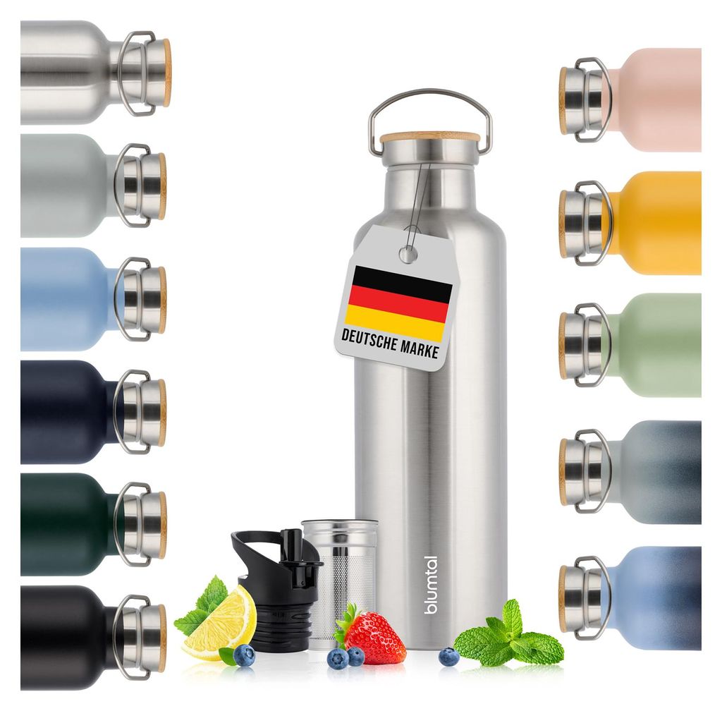 Blumtal Thermosflasche 1L - doppelwandige Trinkflasche Edelstahl 1L - Isolierflasche 1L BPA frei - Edelstahl Trinkflasche - Teeflasche - Trinkflasc...