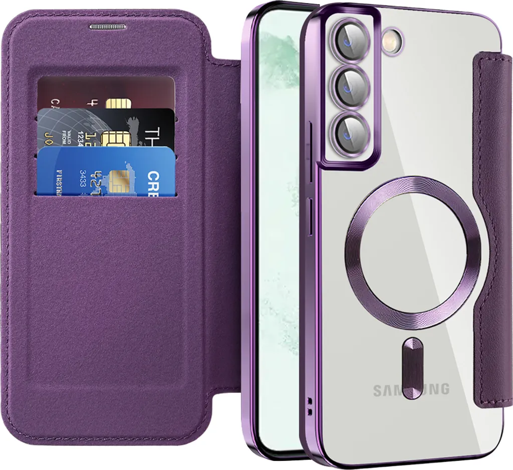 Samsung S22+ 5G Cover MagSafe Viola - Custodia Viaggio con Portacarte