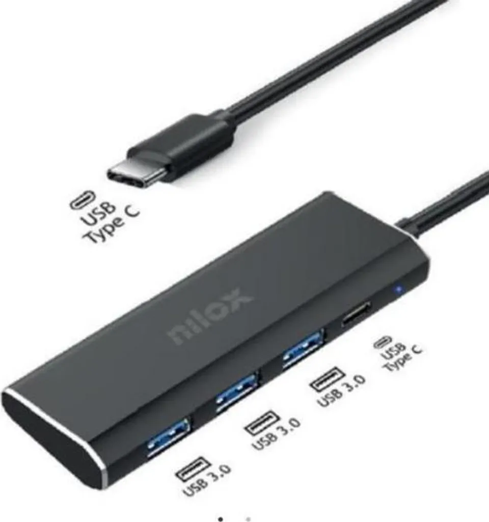Multi-prise USB Nilox Concentrateur 4 Ports Noir pour Ordinateur Portable