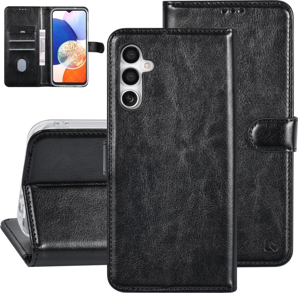 UNIQ Accessory Galaxy A14 5G Book type case - Card holder for 3 cards - Magnetic closure - Black