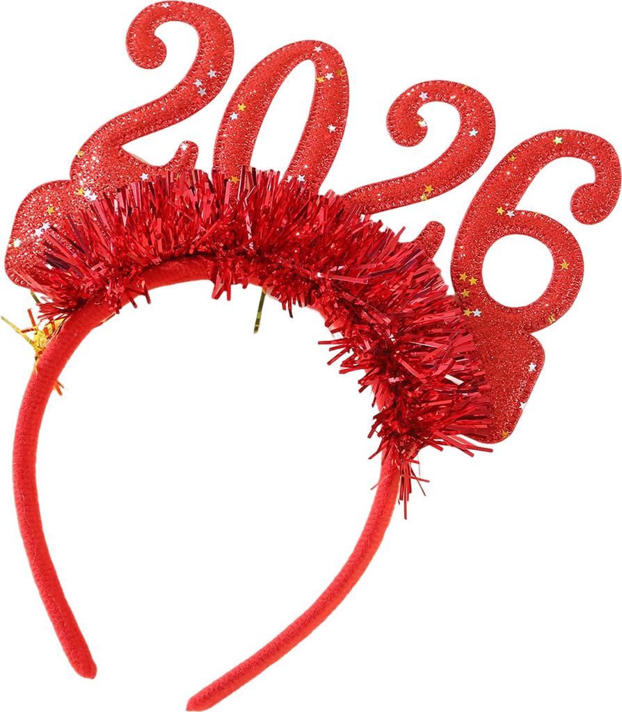 Happy New Year Accessoire Funkelndes 2026 Stirnband Glitzer Brille für Weihnachten Silvester Party Supplies
