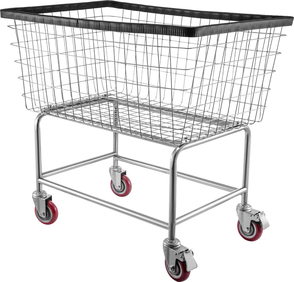 SucceBuy Wäschewagen aus Draht, 4,5 Scheffel, 35" x 15,7" x 22" kommerzieller Korb mit Rädern, verchromter Stahlrahmen, 5" Rollen, für Wäsche