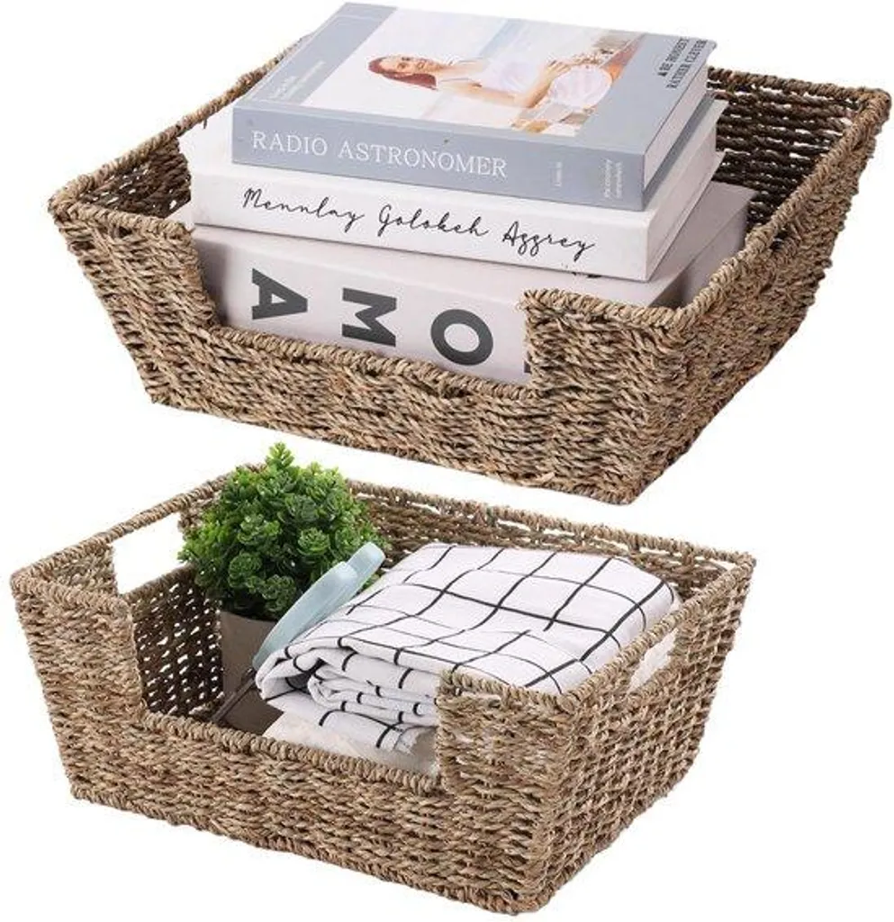 Paniers de rangement vert algue pour organiser bureau et salle de bain