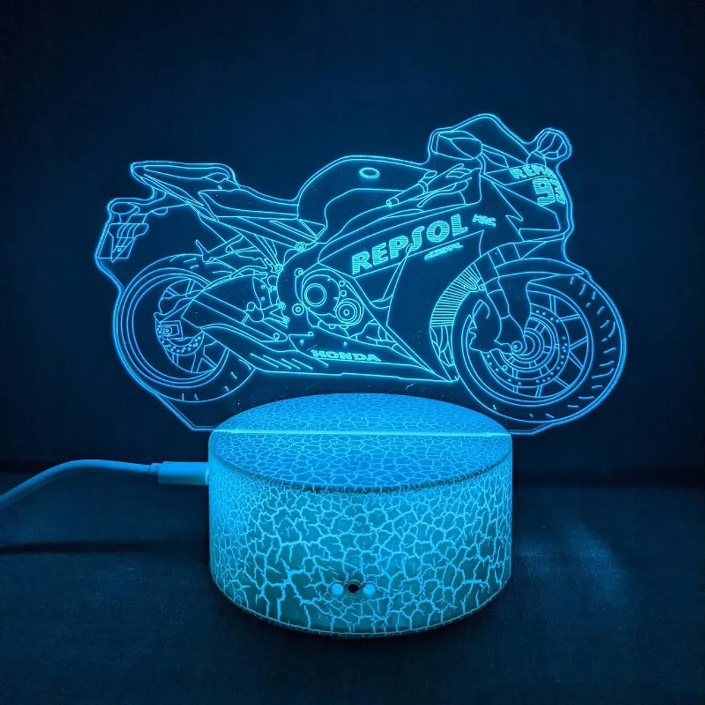 Lampe 3D Moto Motor avec télécommande pour une ambiance unique et zen - 2
