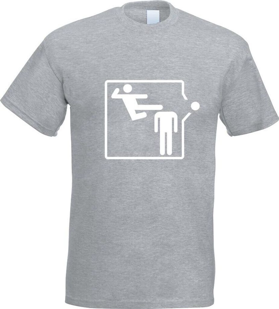 Kiwistar - T-Shirt - Graumeliert - Karate Kick Motiv Bedruckt Funshirt Design Print - mit Motiv Bedruckt - Funshirt Design - Sport - Freizeit - Her...