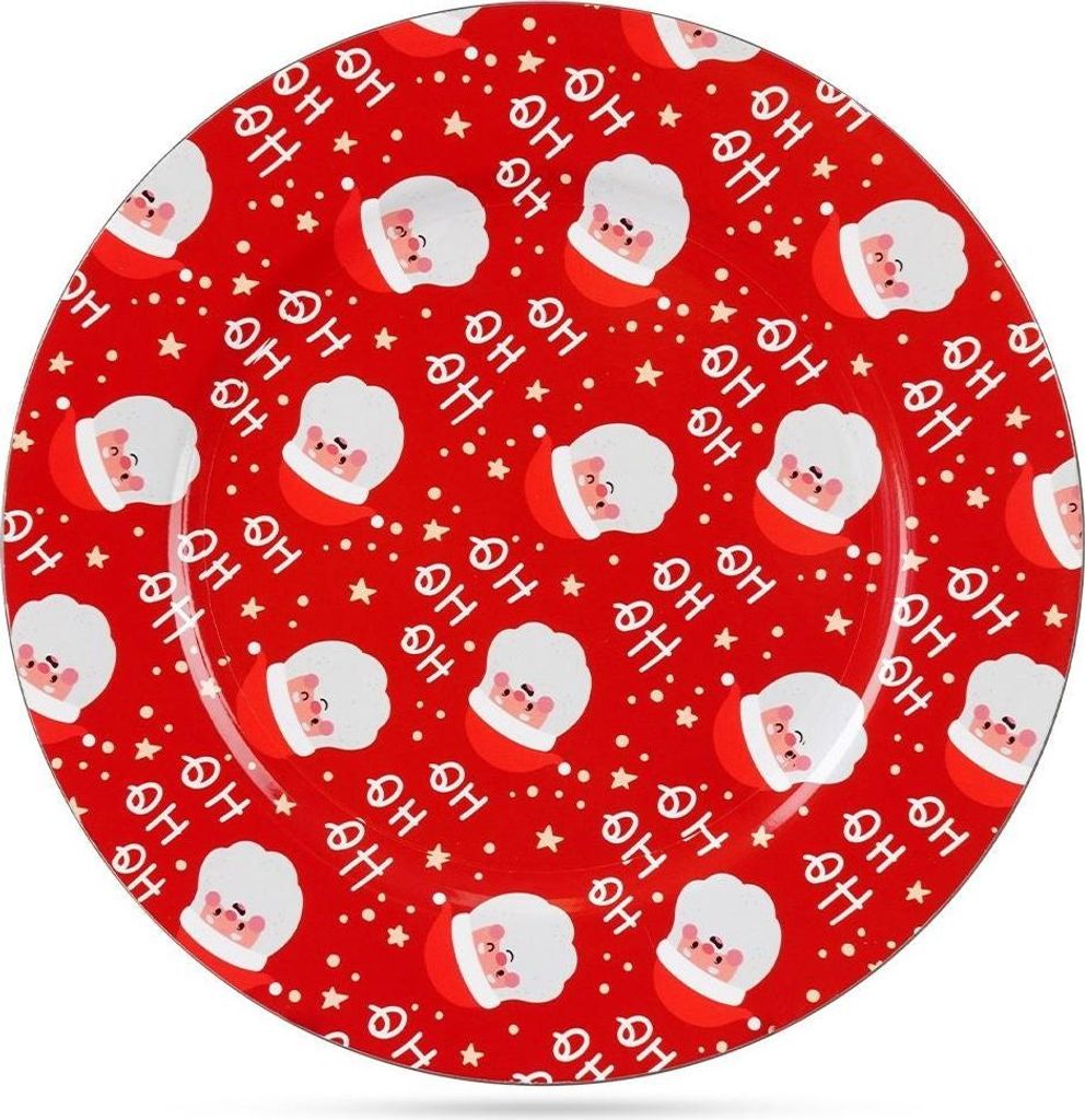 Weihnachtsrotes rundes Tischset 33 cm mit Weihnachtsmannmotiv