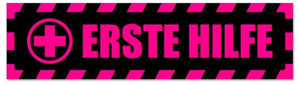 Kiwistar - Autoaufkleber - Pink - Schwarz - 20 x 5,3 cm - Erste Hilfe gestreift - Hinweis Aufkleber Sticker für Auto, Kfz, Fahrrad, PKW, LKW