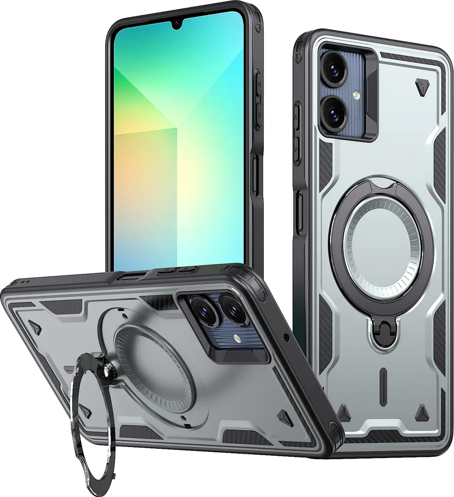 Custodia Samsung A05 Anti-Caduta - Grigio Militare con Cavalletto Metallo